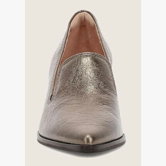 NWT Frye Pointed Toe Leather Sadie Venetian Block Heel Loafers Bronze Size 11M - Picture 6 of 9